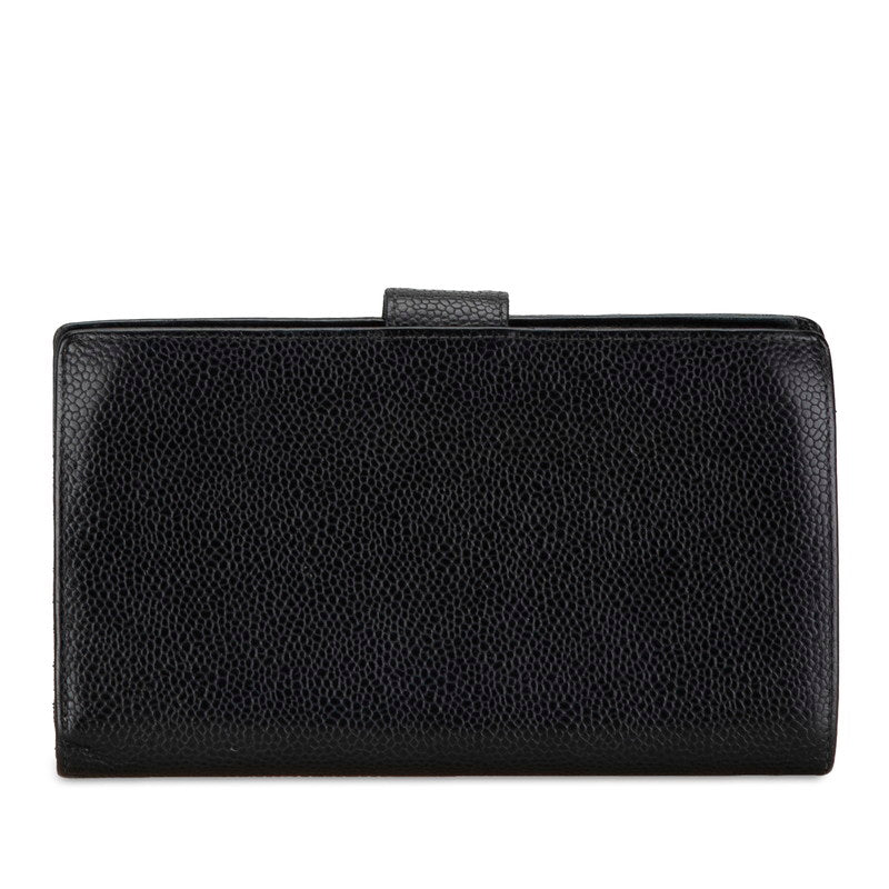 Chanel Caviar Skin Coco Mark Long Wallet in Very Good Condition