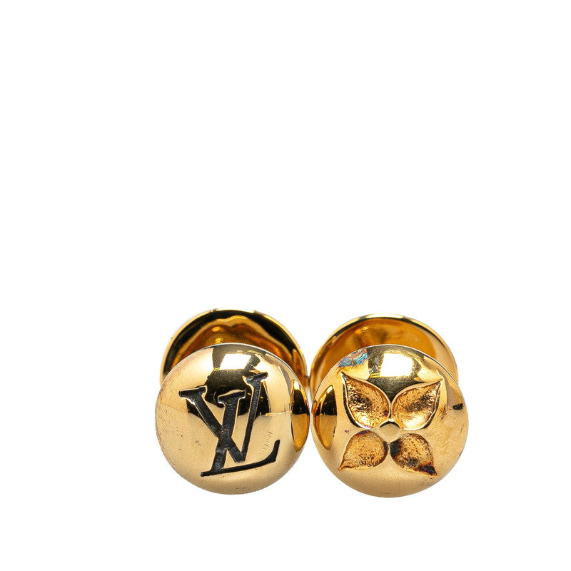 Louis Vuitton Monogram Cufflinks M30974 Gold in Very Good Condition