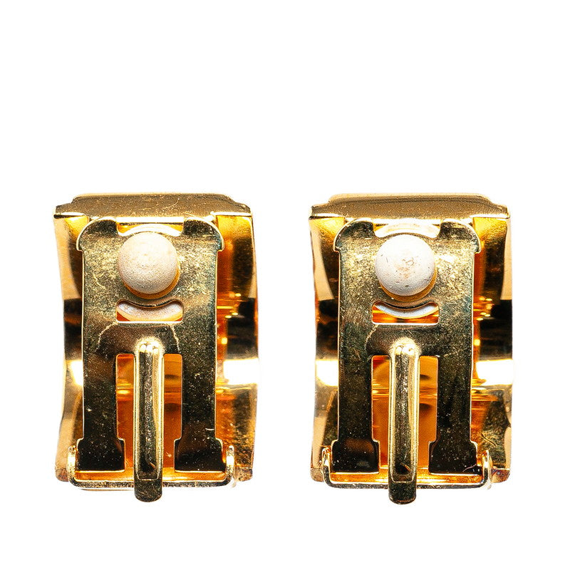 Hermes Enamel GM Earrings Gold Navy Multicolor in Very Good Condition