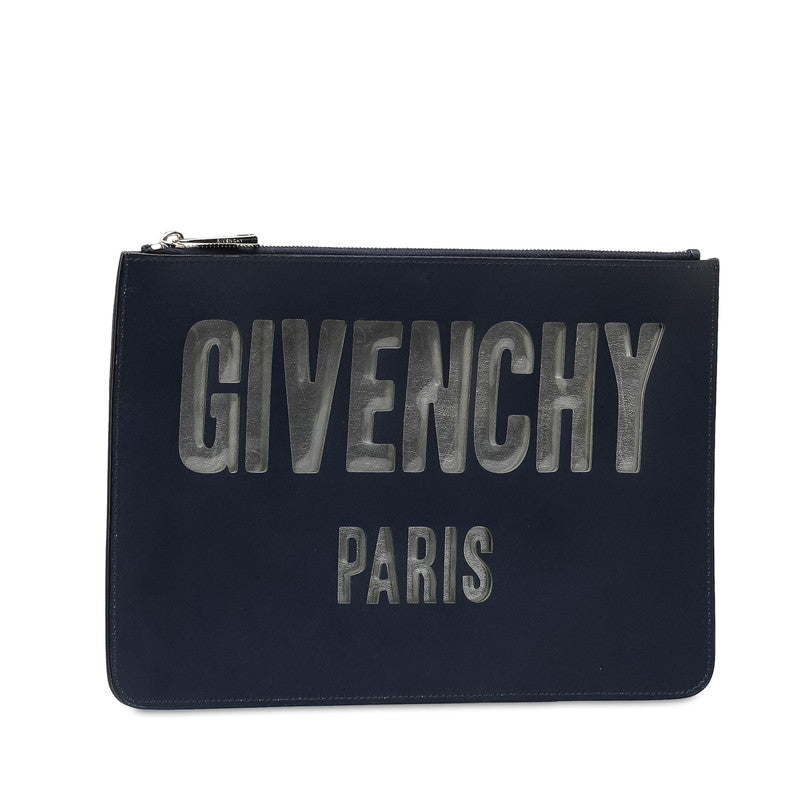 Givenchy Leather Logo Plate Iconic Clutch Bag