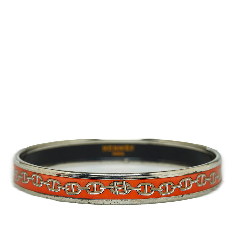 Hermes Chaine d'Ancre Enamel PM Bangle Silver Orange in Great Condition