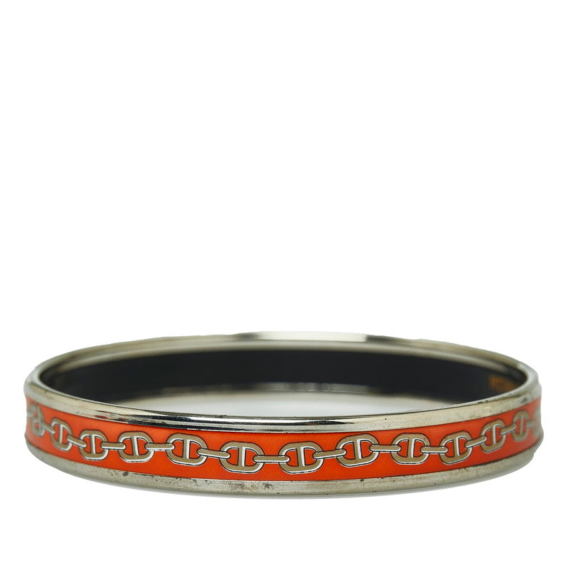 Hermes Chaine d'Ancre Enamel PM Bangle Silver Orange in Great Condition