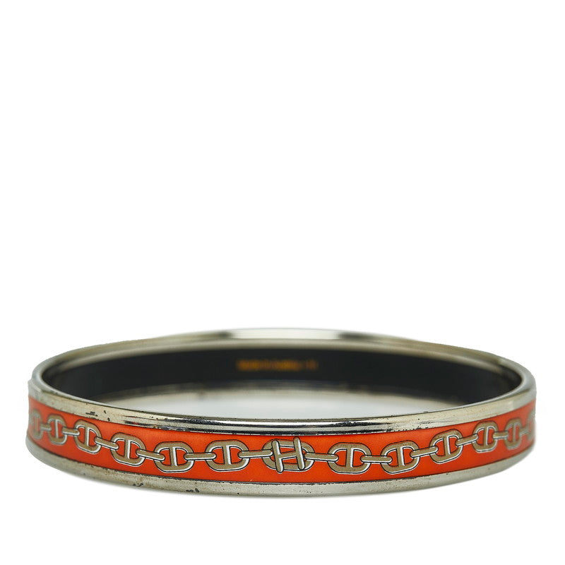 Hermes Chaine d'Ancre Enamel PM Bangle Silver Orange in Great Condition