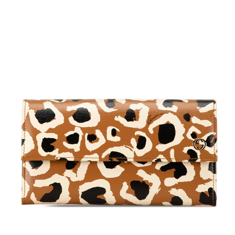 Gucci Leopard Leather Long Wallet