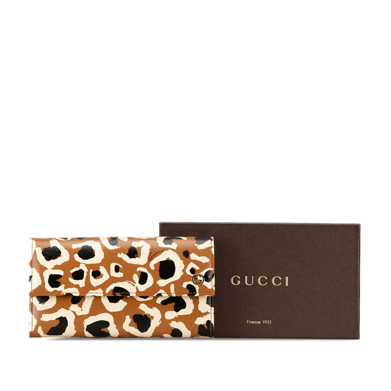 Gucci Leopard Leather Long Wallet