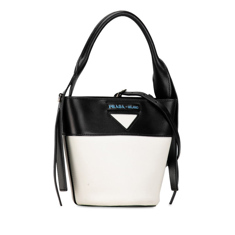 Prada Leather 2WAY Handbag 1BE015 White Black