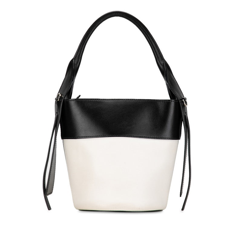 Prada Leather 2WAY Handbag 1BE015 White Black in Very Good Condition