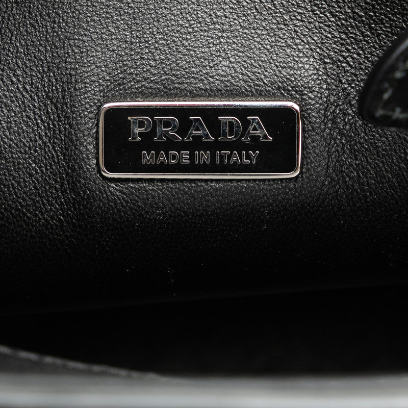 Prada Leather 2WAY Handbag 1BE015 White Black