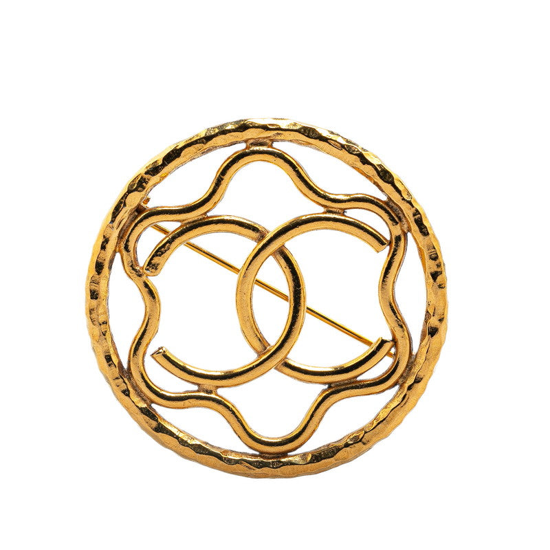 Chanel Coco Mark Circle Motif Brooch Gold