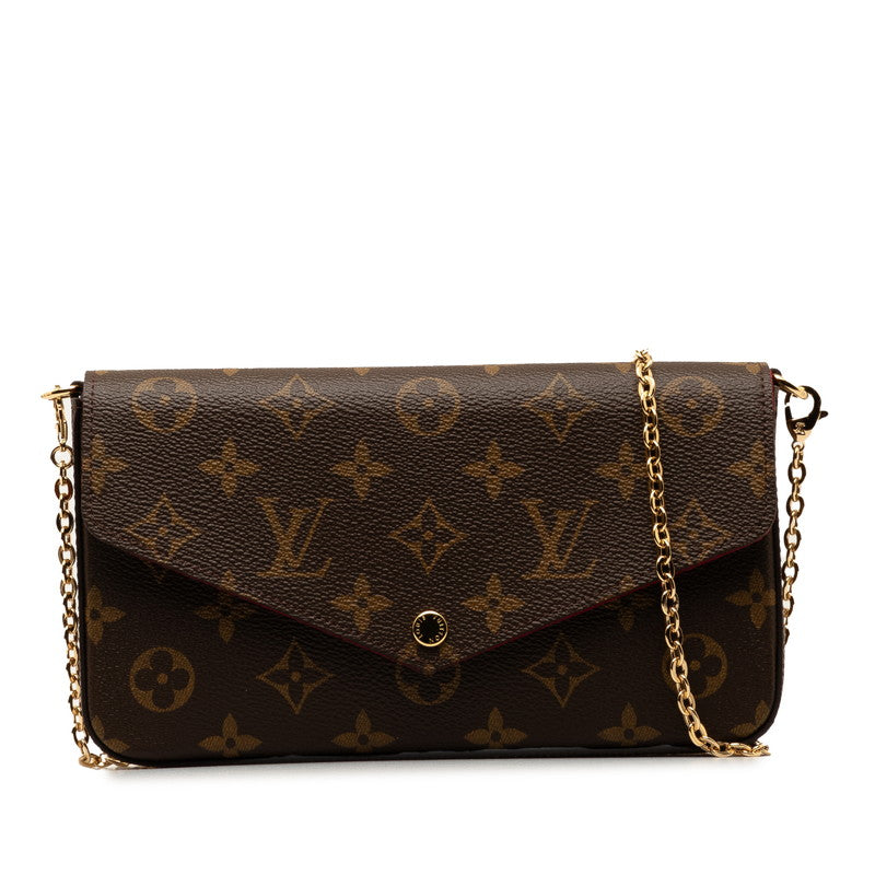 Louis Vuitton Monogram Pochette Felicie Chain Shoulder Bag M81896 Brown PVC Leather