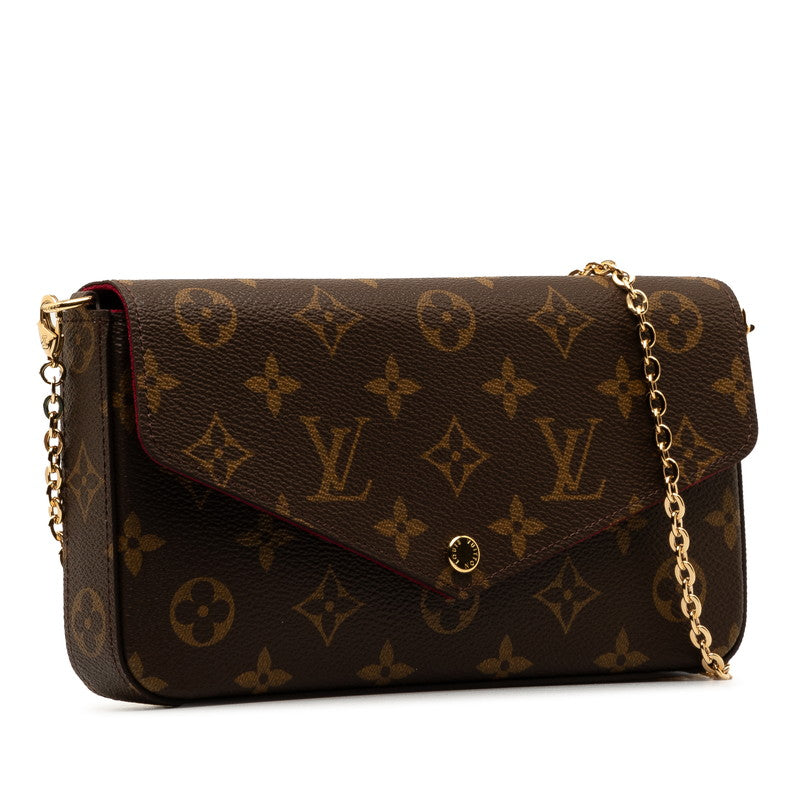 Louis Vuitton Monogram Pochette Felicie Chain Shoulder Bag M81896 Brown PVC Leather in Excellent Condition