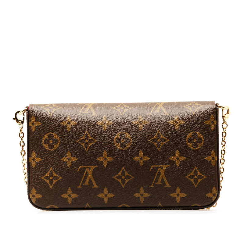 Louis Vuitton Monogram Pochette Felicie Chain Shoulder Bag M81896 Brown PVC Leather in Excellent Condition