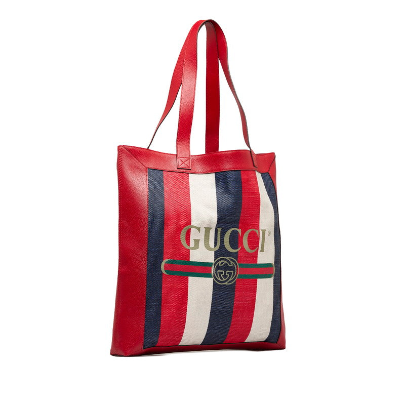 Gucci Canvas Leather Logo Tricolor Tote Bag 523781