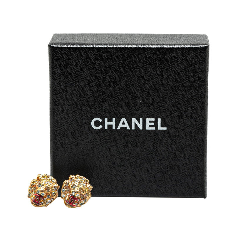 Chanel Lion Motif Rhinestone Earrings