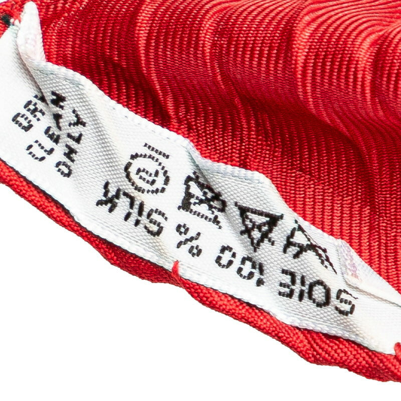 Hermes Silk Pleated Scarf Red Multicolor