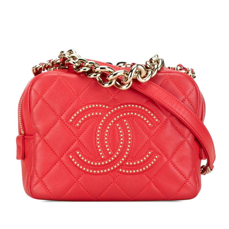 Chanel Matelasse Lambskin Handbag Shoulder Bag Red