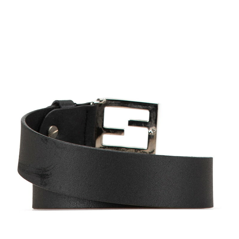 Fendi Leather Logo Buckle Belt Black