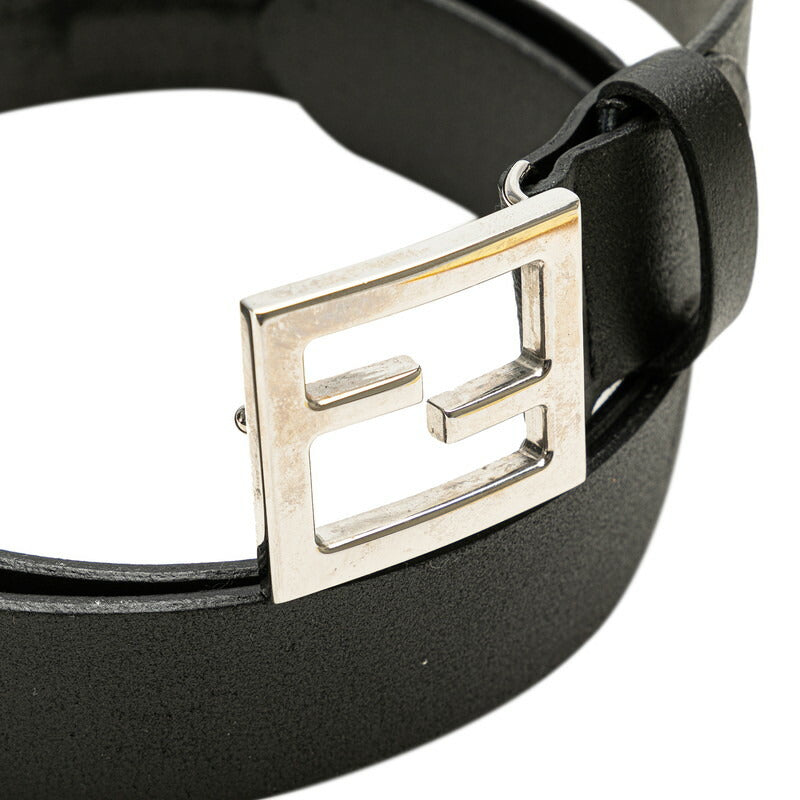 Fendi Leather Logo Buckle Belt Black