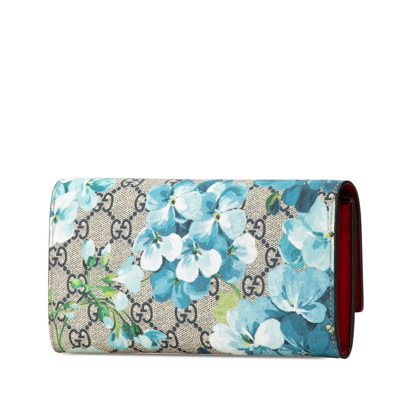 Gucci GG Blooms Floral Continental Wallet Beige Blue