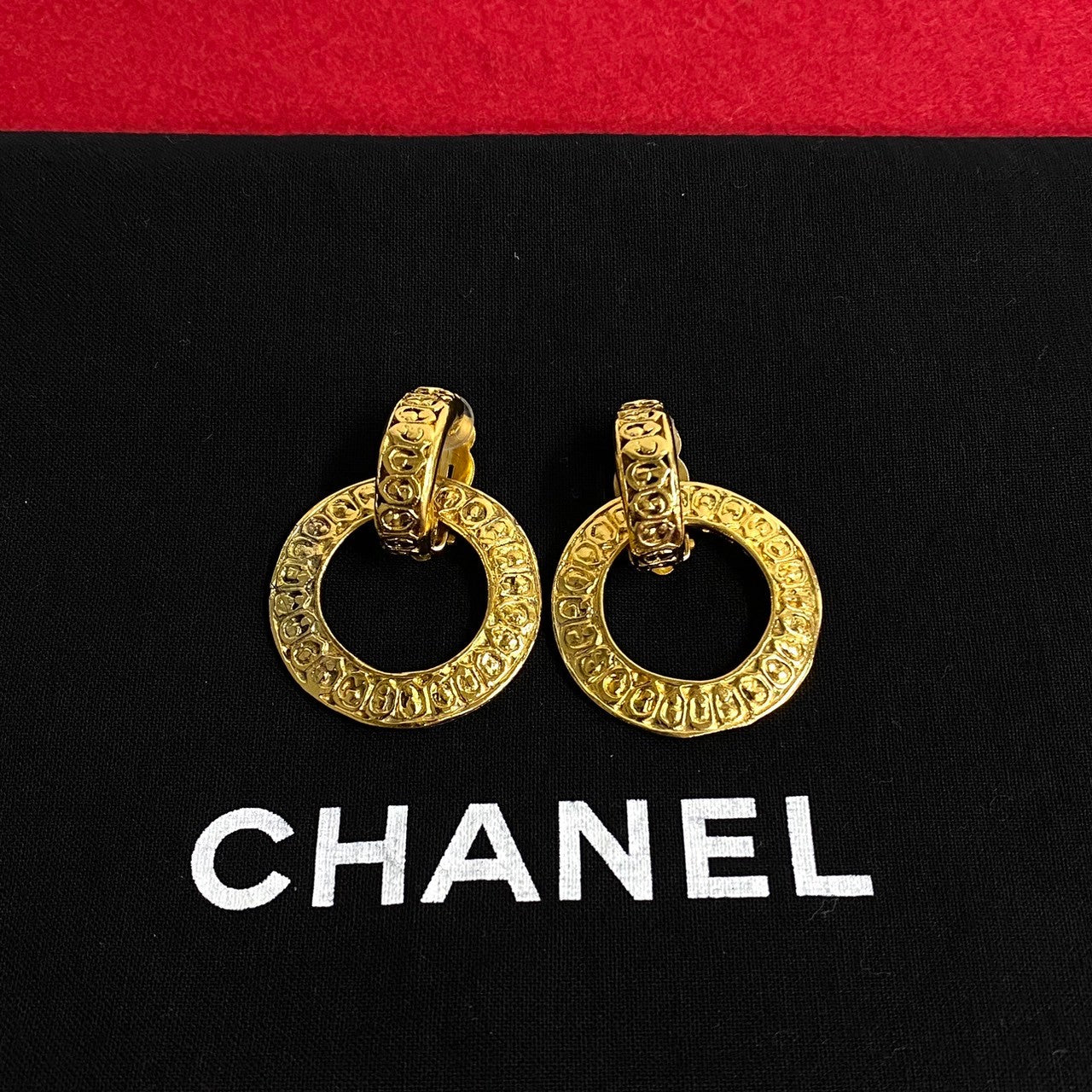 Chanel Small Hoop Clip On Earrings Metal Earrings in Good condition