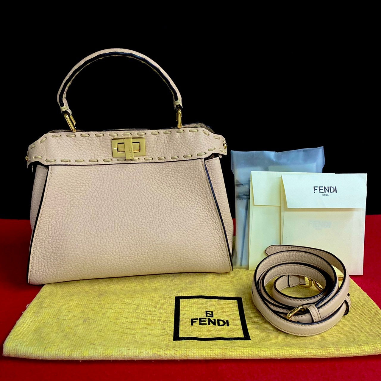 Fendi Selleria Mini Peekaboo Bag  Leather Crossbody Bag in Excellent condition