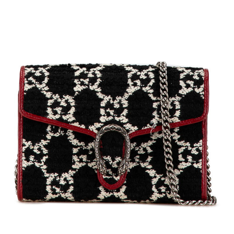 Gucci Dionysus Tweed Leather Chain Wallet