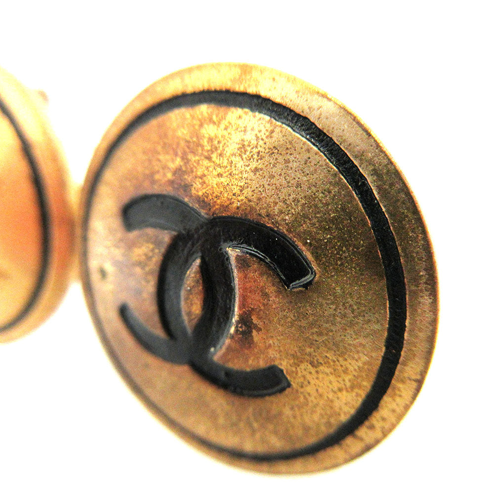 Chanel Coco Button Earrings Gold Vintage