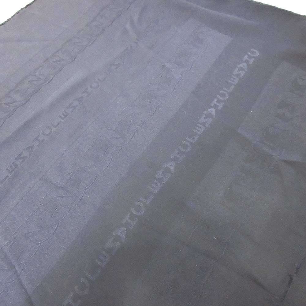 Chanel Silk Large Scarf Dark Navy Stripe Logo