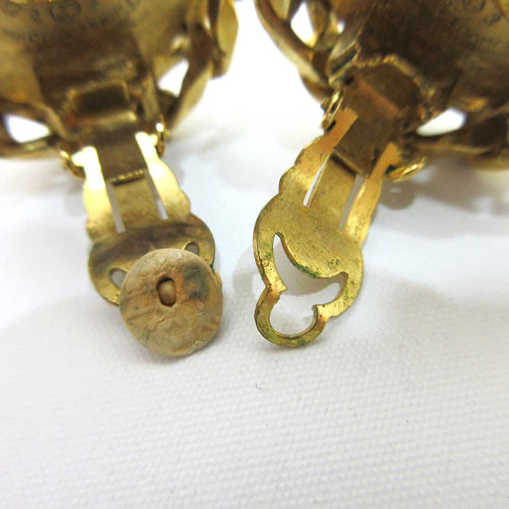 Chanel Gold Clip Earrings with Rhinestones