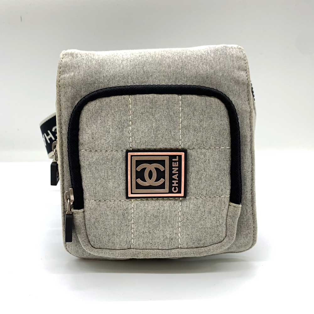 Chanel Nylon Canvas Waist Pouch Gray Black