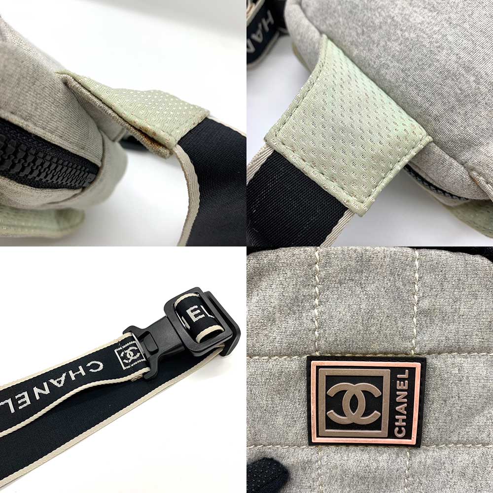 Chanel Nylon Canvas Waist Pouch Gray Black