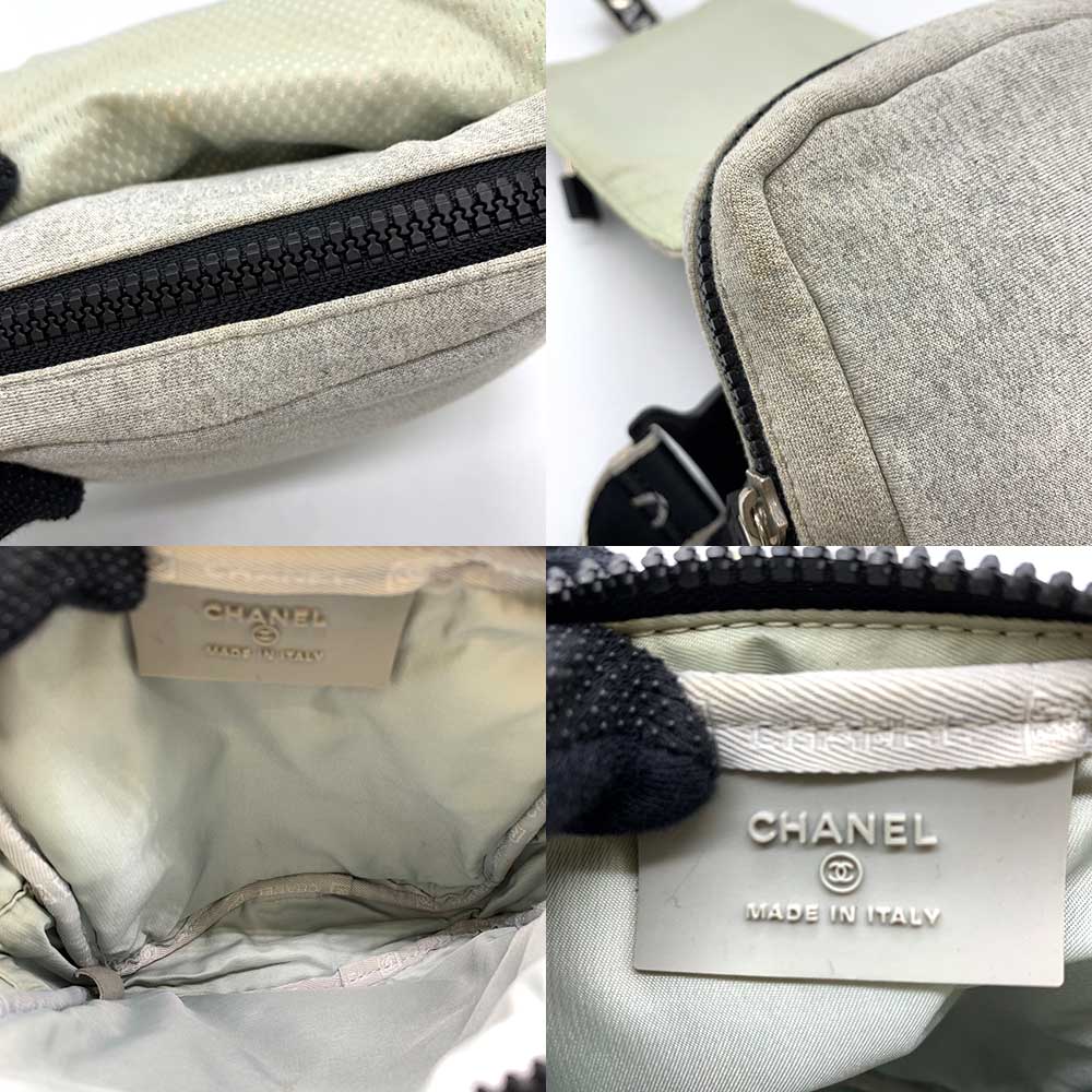 Chanel Nylon Canvas Waist Pouch Gray Black