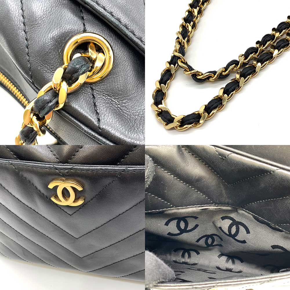 Chanel Lambskin V-Stitch Chain Shoulder Bag