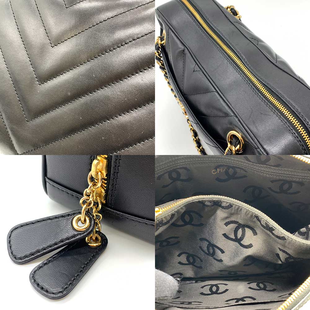 Chanel Lambskin V-Stitch Chain Shoulder Bag