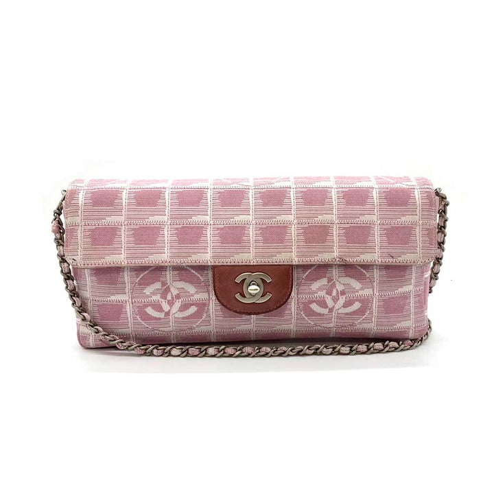 Chanel Nylon Jacquard Chain Shoulder Bag Pink