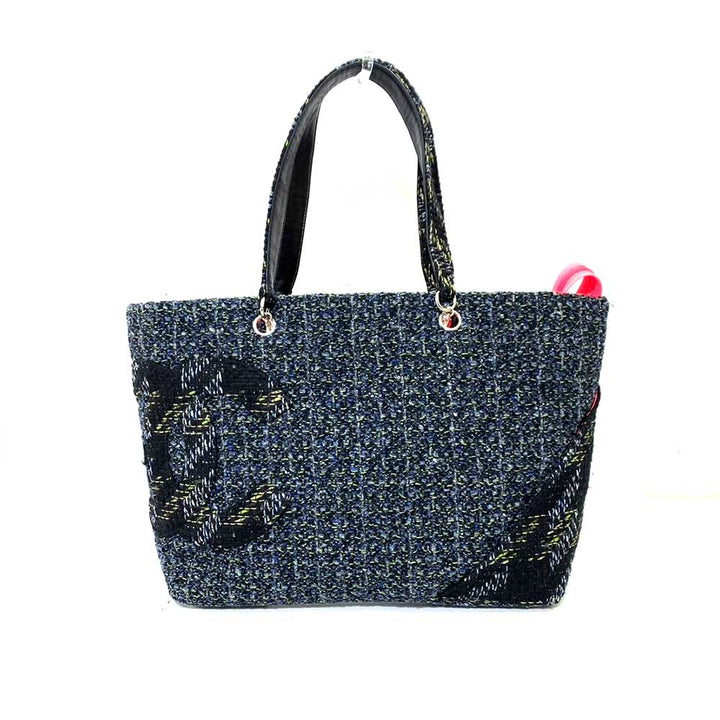 Chanel Cambon Tweed Large Tote Bag Navy