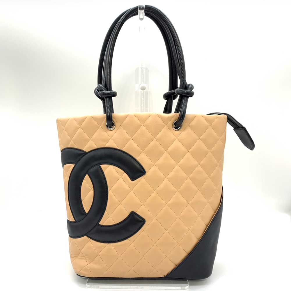 Chanel Cambon Line Medium Tote Bag Calf Leather A25166 in Very Good Condition