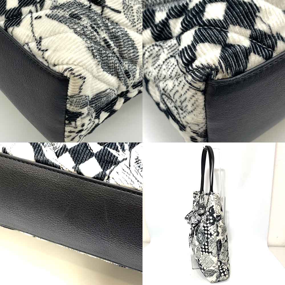 Chanel Shopping Tote Bag Cotton Canvas Leather