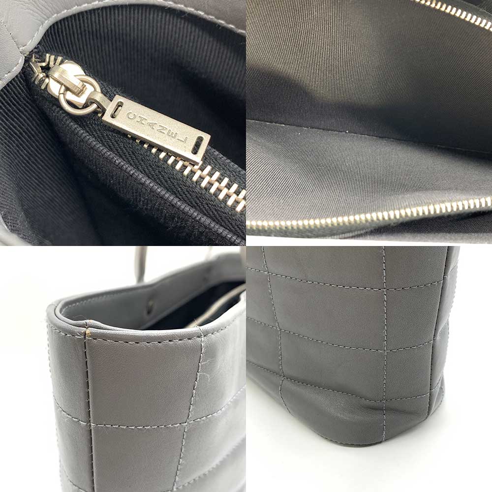 Chanel Chocolate Bar Handbag Gray Leather