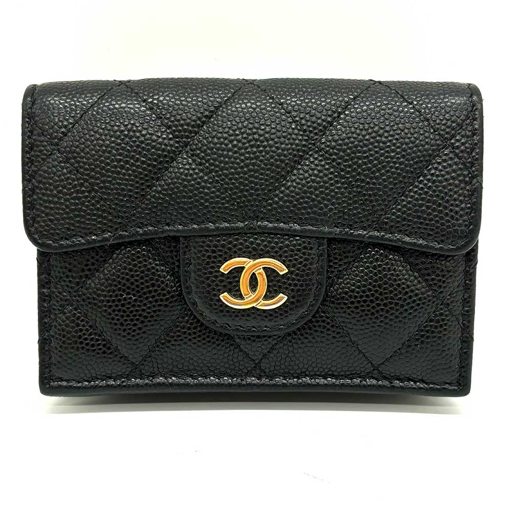 Chanel Caviar Skin Trifold Wallet Black