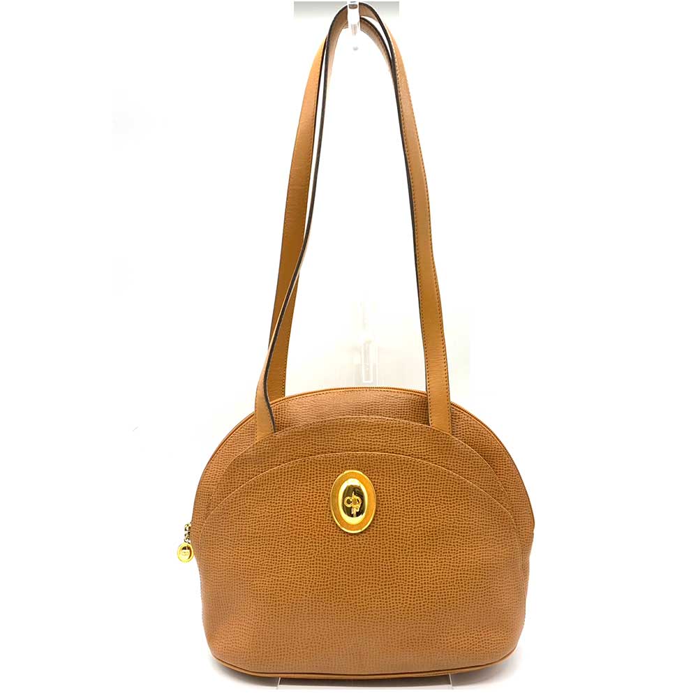 Christian Dior Leather Shoulder Bag Brown Gold Hardware in Very Good Condition