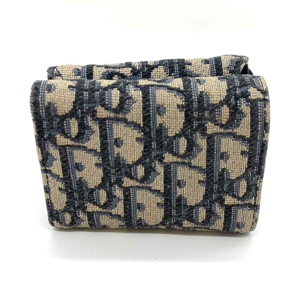 Christian Dior Oblique Saddle Compact Wallet Jacquard Canvas in Very Good Condition