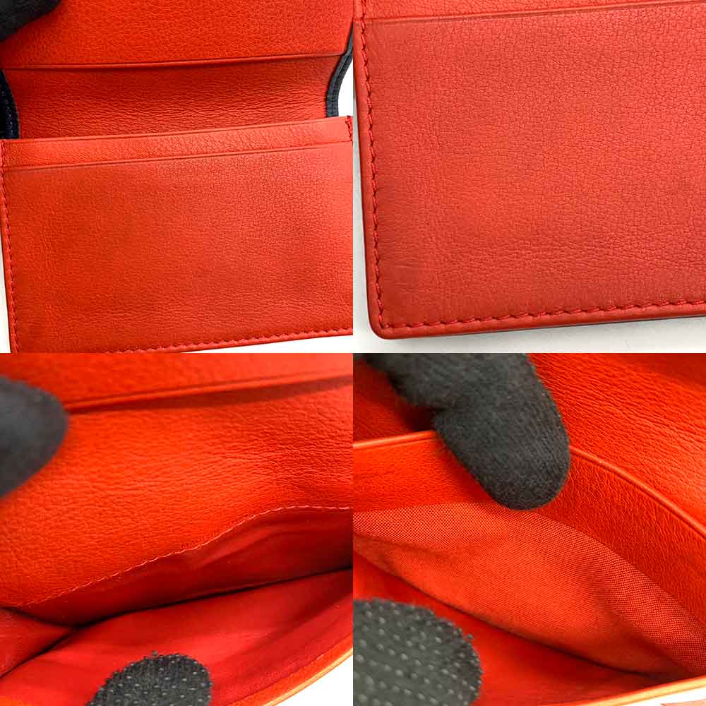 Christian Dior Leather Card Case Navy Red in Great Condition