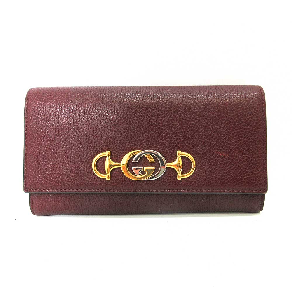 Gucci Zumi Continental Leather Wallet 573612 in Very Good Condition