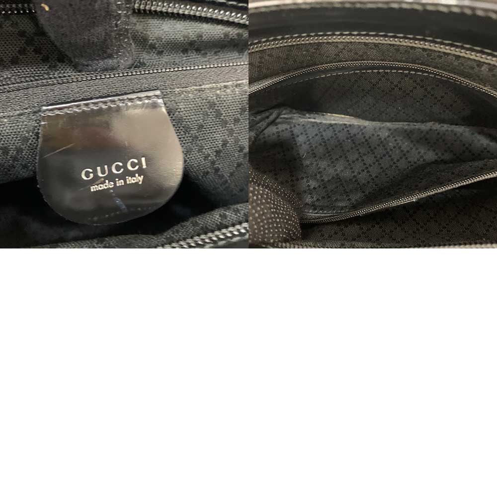 Gucci Bamboo Nylon Canvas Handbag Black Brown in Good Condition