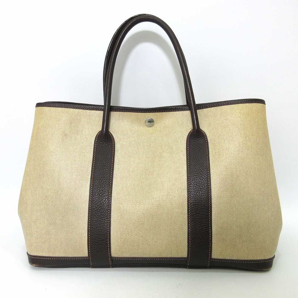 Hermes Garden Party PM Tote Bag Beige/Brown in Very Good Condition