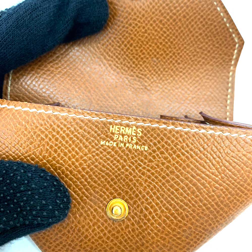 Hermes Le 24 Coin Case Brown Gold Vintage