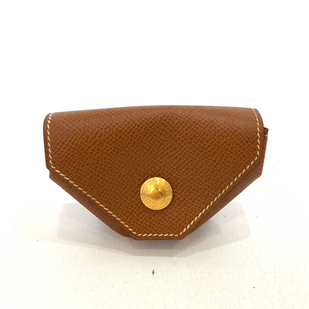 Hermes Le 24 Coin Case Brown Gold Vintage