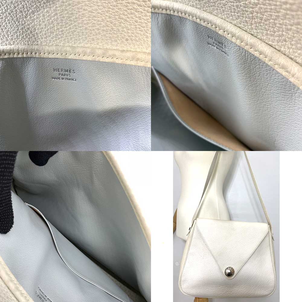 Hermes Christine White Leather Shoulder Bag