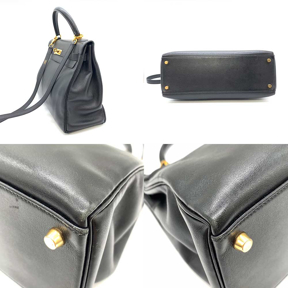 Hermes Kelly 32 Black Leather Handbag